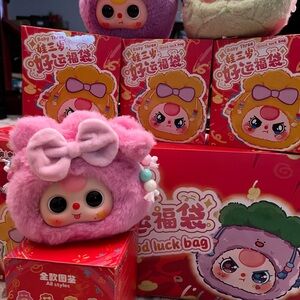 Pink – Baby Three Good Luck Bag Plush + Box & Card!